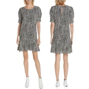 Joie Angeni Leopard Print Mini Dress Black White Size XS
